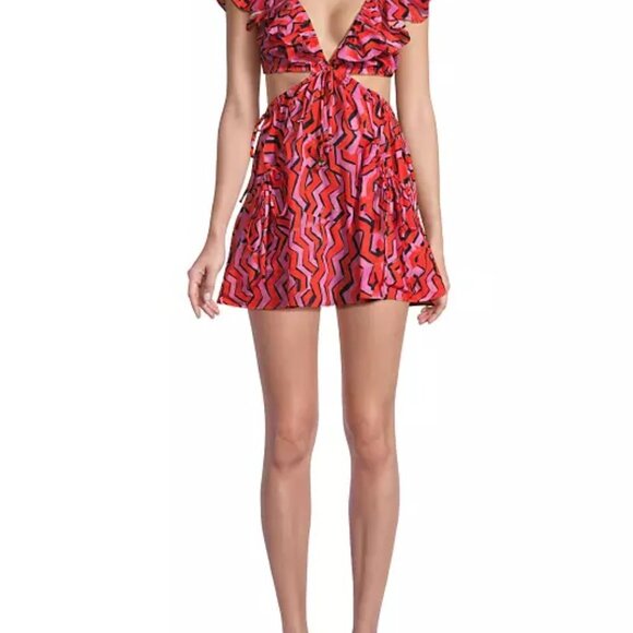 Milly Resort Delilah Chevron Mini Dress SZ M NWT - Picture 2 of 11